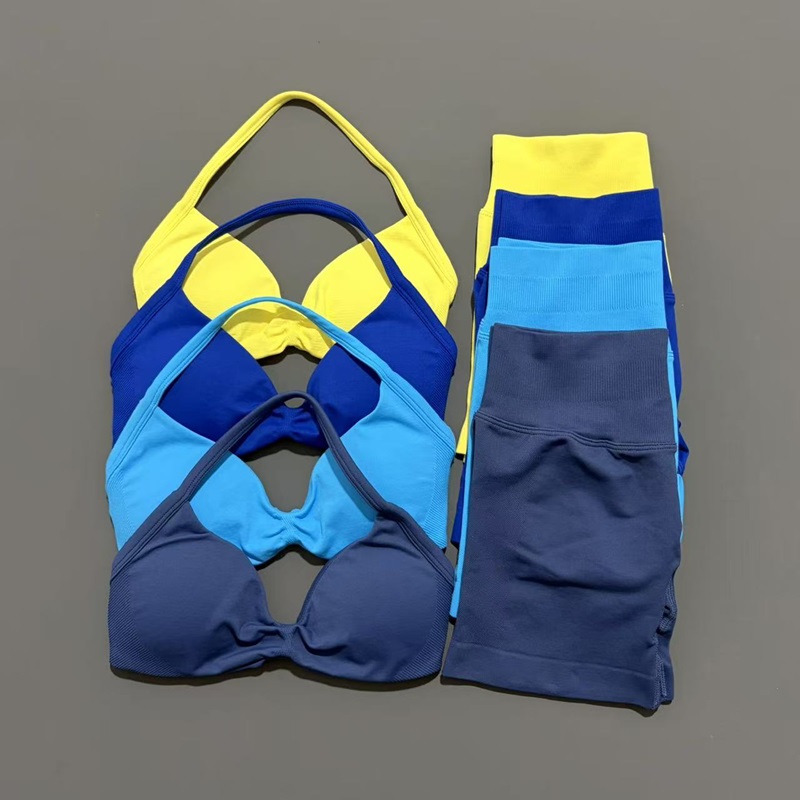 Yoga Fitness Kleidung - 2-teiliges HISTELLO Sport-Set, nahtloser Yoga-BH mit