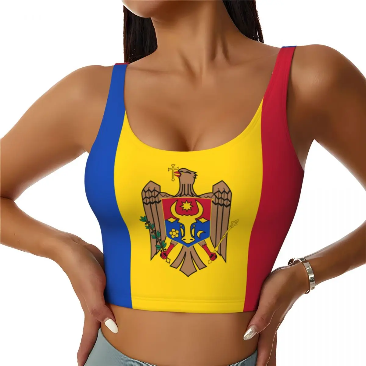 Yoga Fitness Women - Moldawien Flagge Basic Tops Frauen Samba